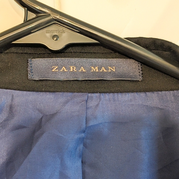 Zara Man Black Suit Jacket with Blue Lining - Picture 11 of 15